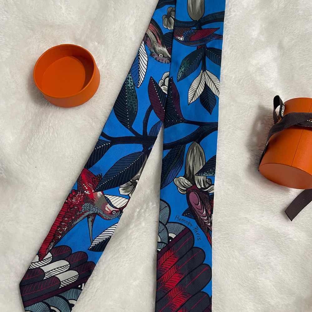 Hermes Silk Tree of Songs Twilly in Cobalt